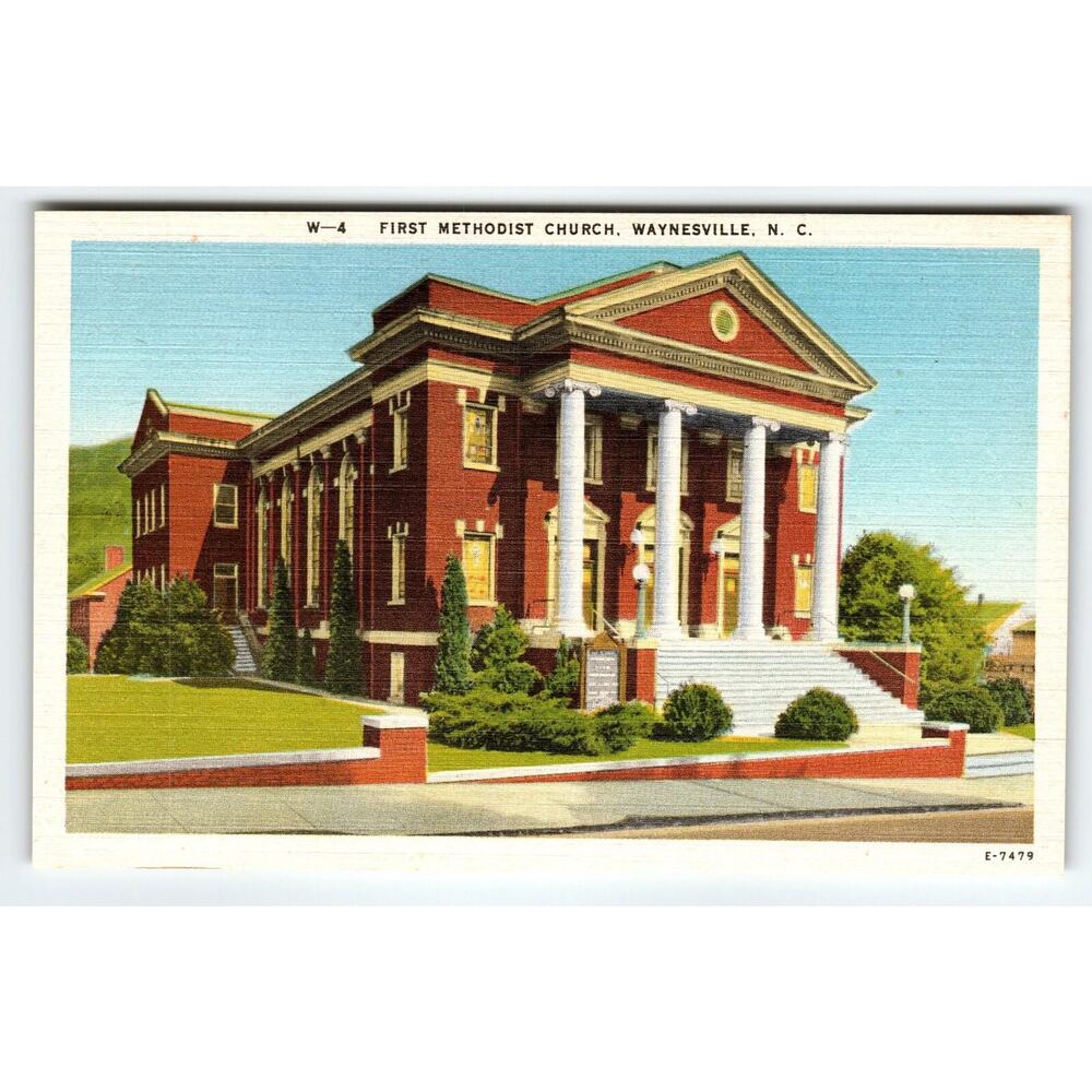 Vintage Postcard W-4 First Methodist Church Waynesville NC Asheville Post Card